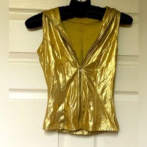 OMO by Norma Kamali Women’s Vintage Gold Zipper Vest - Size Small